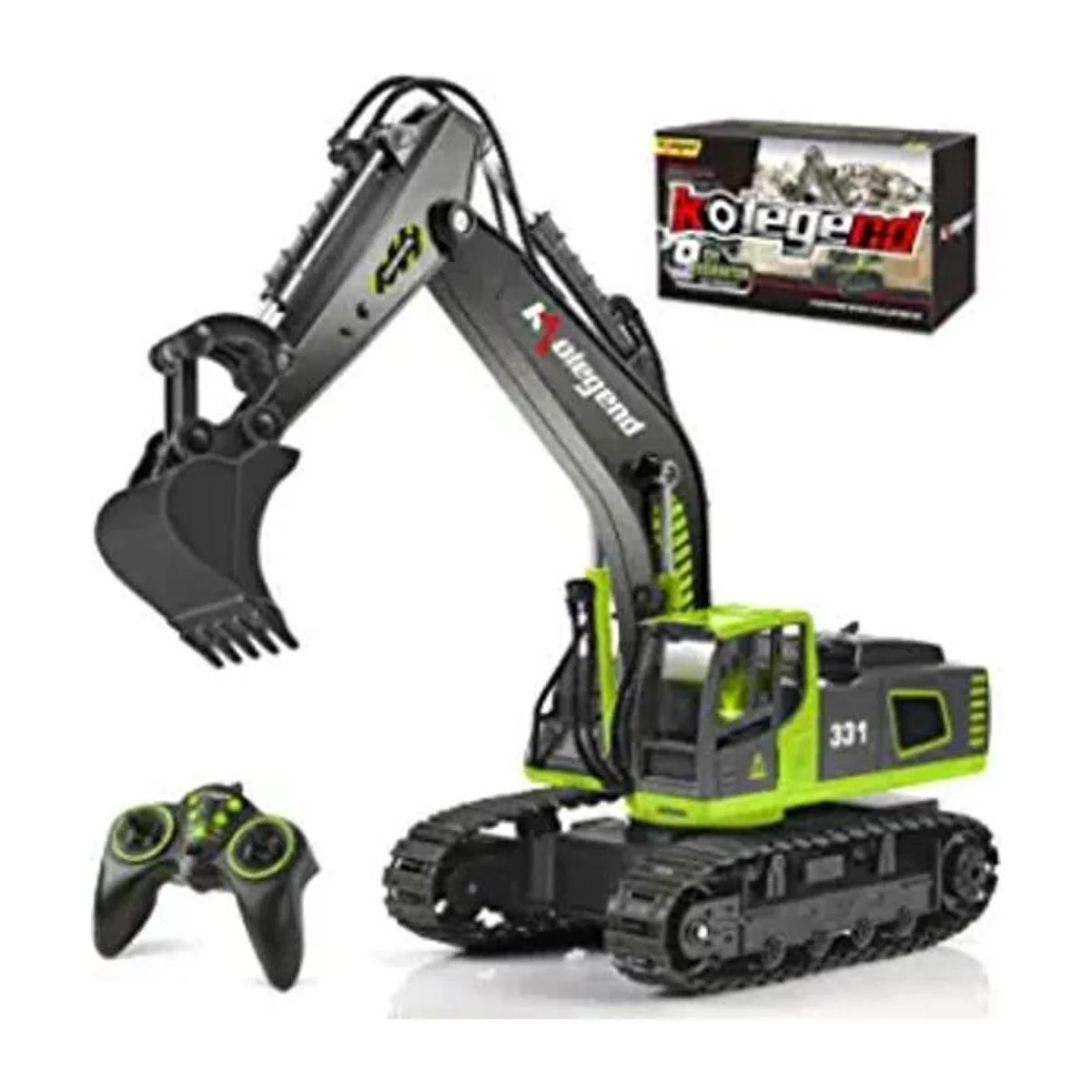 kolegend Camión de juguete de excavadora a control remoto_1