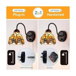 Tiffany Lámpara de pared con interruptor regulable_4