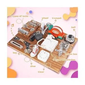 Tablero ocupado para niños pequeños Montessori de madera_2