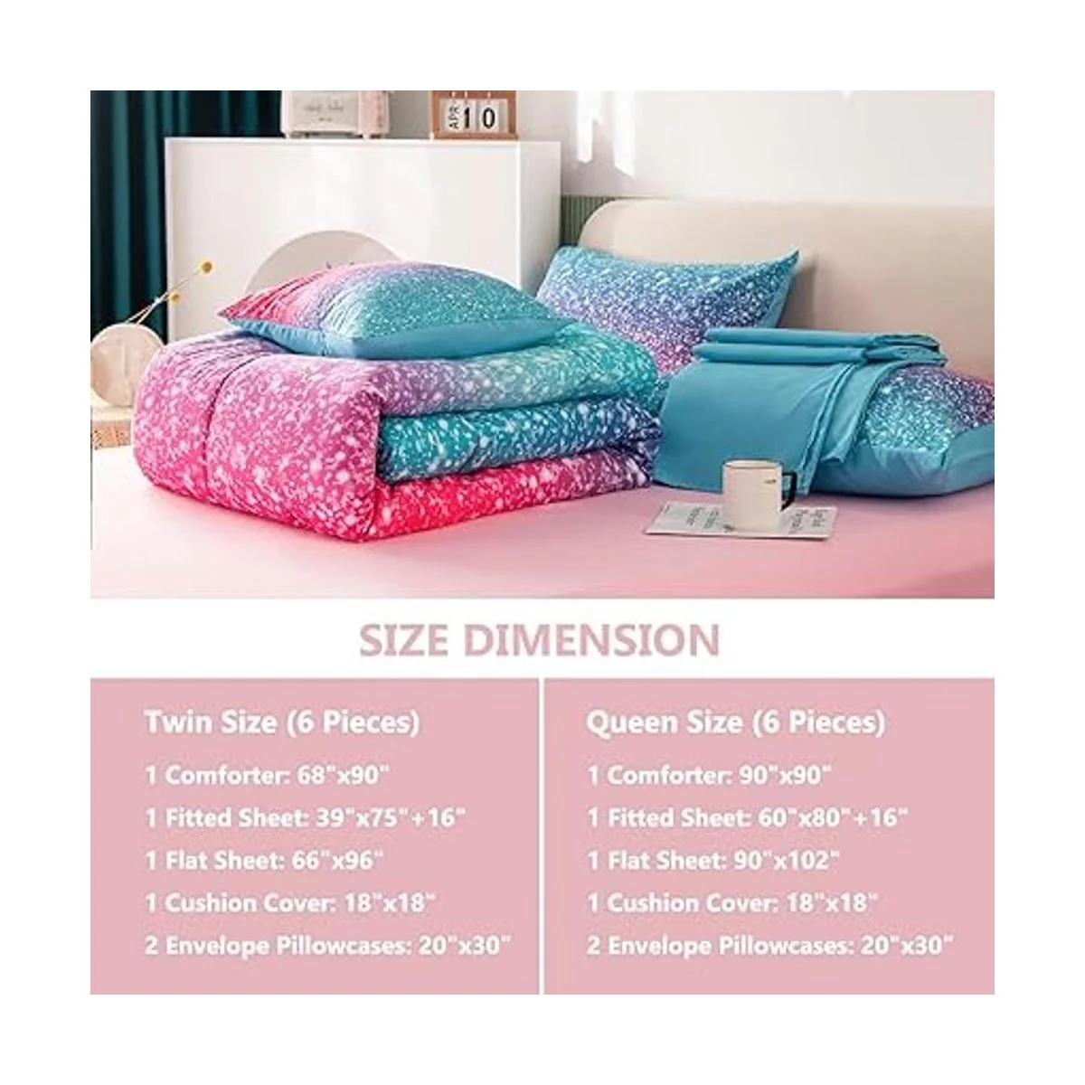 PERFEMET Juego de edredón para niñas tamaño individual 6_7