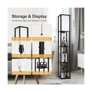 Outon Lámpara LED de pie con estantes tipo columna_5