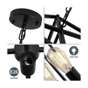 Lámpara de araña negra de 4 luces lámpara colgante de_6