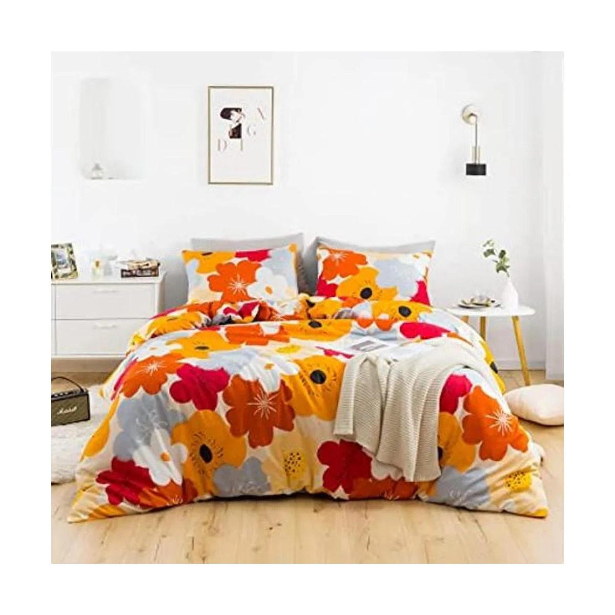 SUSYBAO Juego de funda de edredón floral tamaño Queen_1