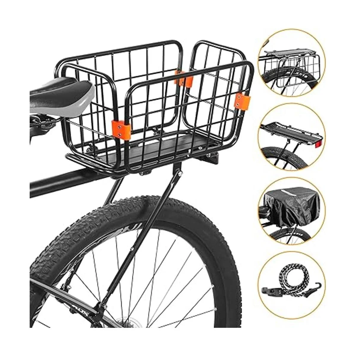ANGGOER Rear Bike Rack with Basket 165 LB Load Bike Rear_5