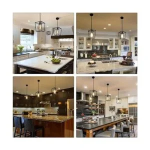 Lámpara colgante negra de 1 luz farol colgante de jaula_2