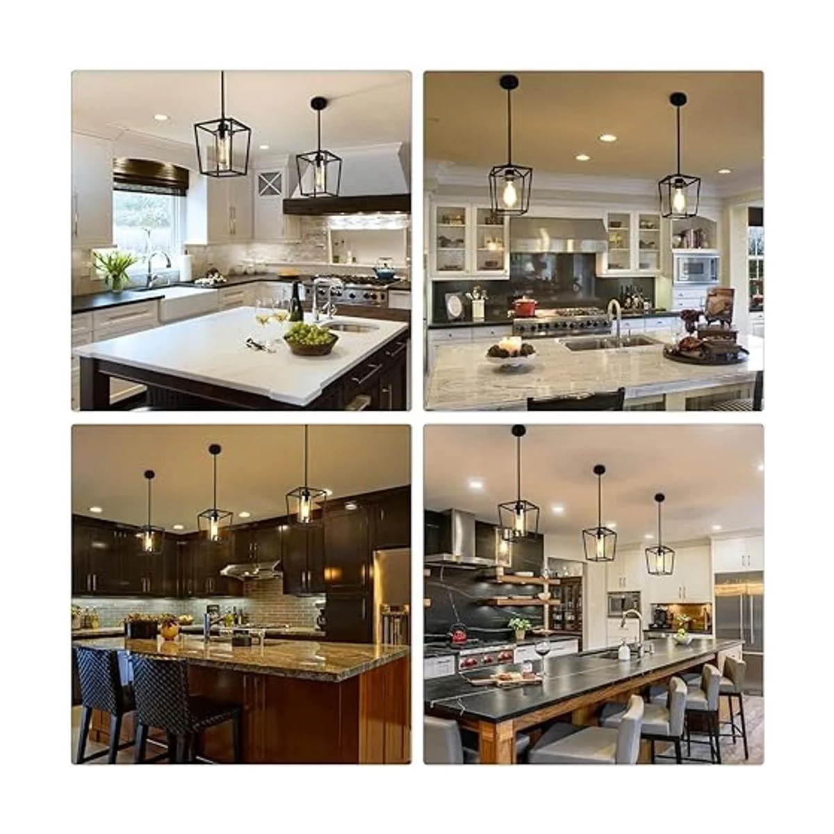 Lámpara colgante negra de 1 luz farol colgante de jaula_2