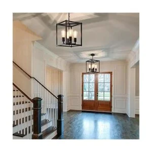 Lámpara de araña negra de 4 luces lámpara colgante de_4