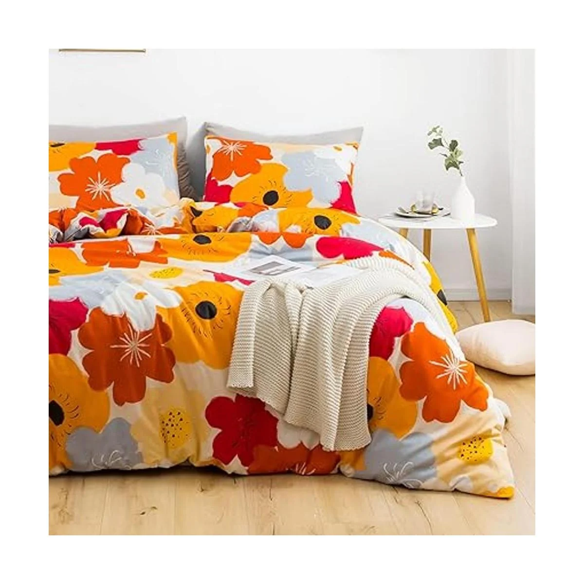 SUSYBAO Juego de funda de edredón floral tamaño Queen_2