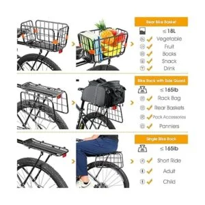 ANGGOER Rear Bike Rack with Basket 165 LB Load Bike Rear_2