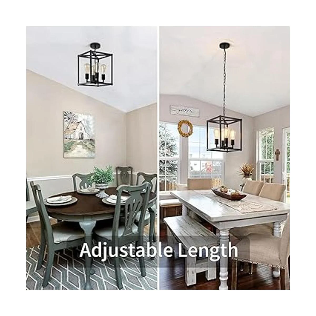 Lámpara de araña negra de 4 luces lámpara colgante de_2