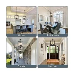 Lámpara de araña negra de 4 luces lámpara colgante de_3