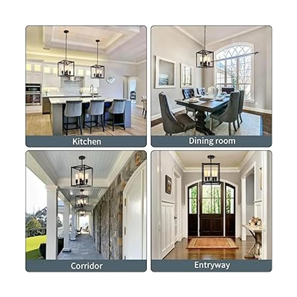 Lámpara de araña negra de 4 luces lámpara colgante de_3