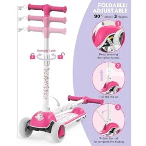 Mountalk Toddler Foldable Scooter for Kids 3 Wheels_5