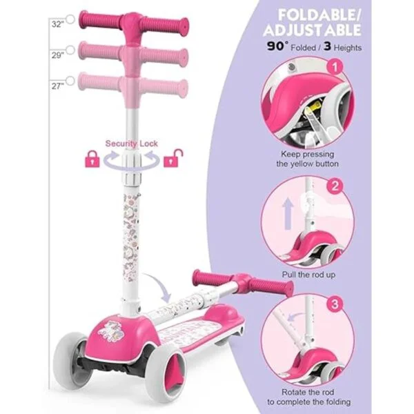 Mountalk Toddler Foldable Scooter for Kids 3 Wheels_5