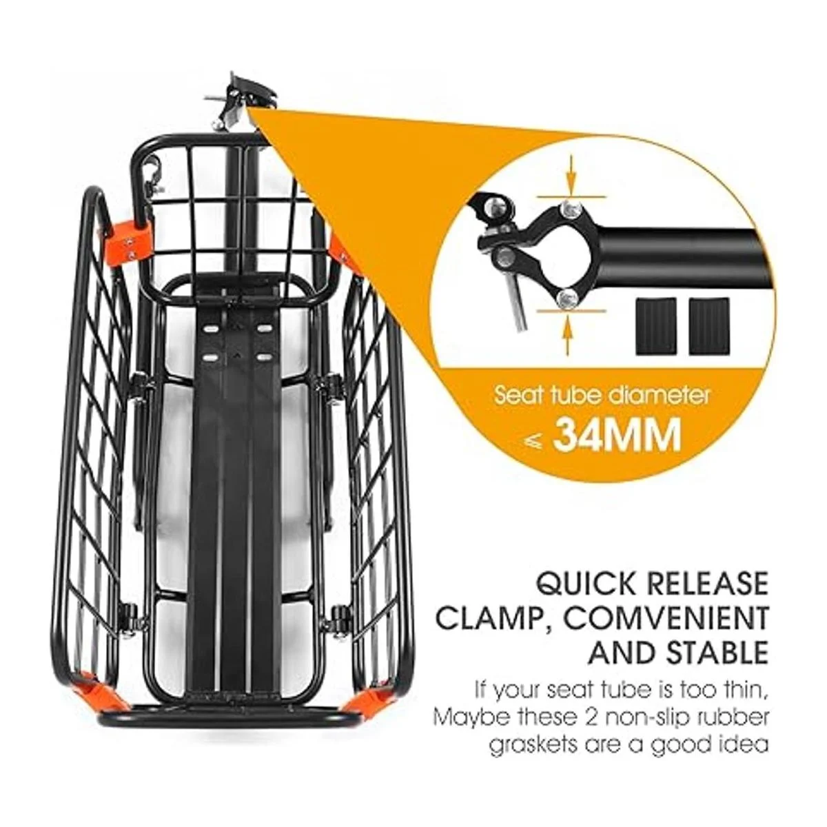 ANGGOER Rear Bike Rack with Basket 165 LB Load Bike Rear_4