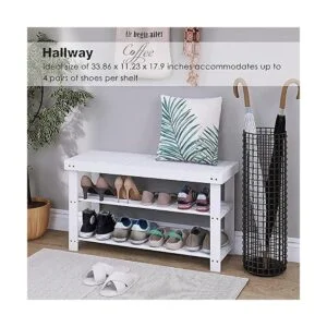 SMIBUY Banco de bambú para zapatos organizador de zapatos_2