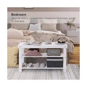 SMIBUY Banco de bambú para zapatos organizador de zapatos_5