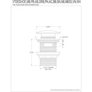 Kingston Brass VTDESHOEBN Trimscape ToeTouch Drenaje para_2