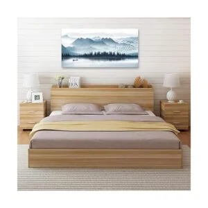 Lienzo índigo para pared diseño de montañas brumosas_5