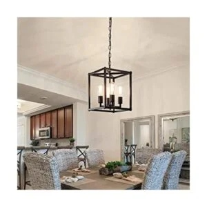 Lámpara de araña negra de 4 luces lámpara colgante de_1