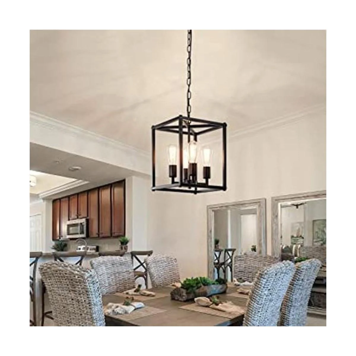 Lámpara de araña negra de 4 luces lámpara colgante de_1