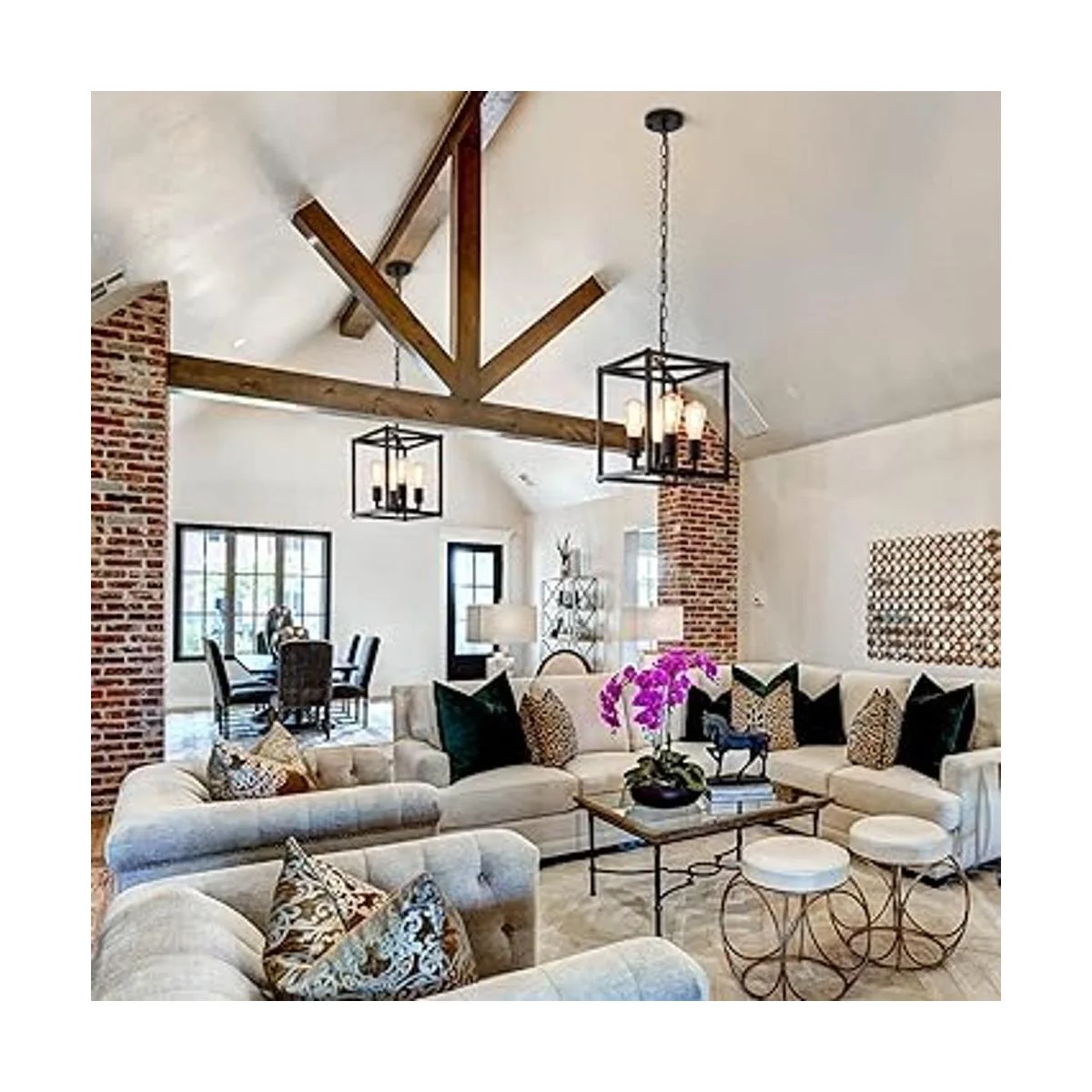 Lámpara de araña negra de 4 luces lámpara colgante de_5