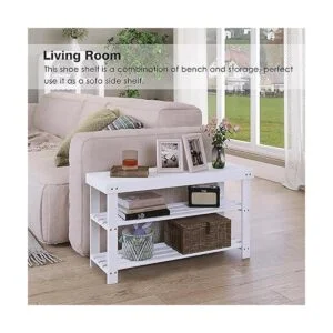 SMIBUY Banco de bambú para zapatos organizador de zapatos_3