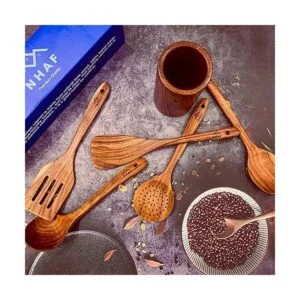 NHAF Cucharas de madera para cocinar juego de utensilios_5