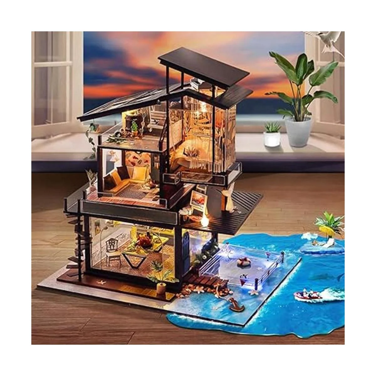 Kisoy Kit de casa de muñecas en miniatura con accesorios_6