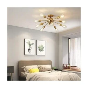 Deyidn Lámparas de araña Sputnik doradas de 10 luces_3