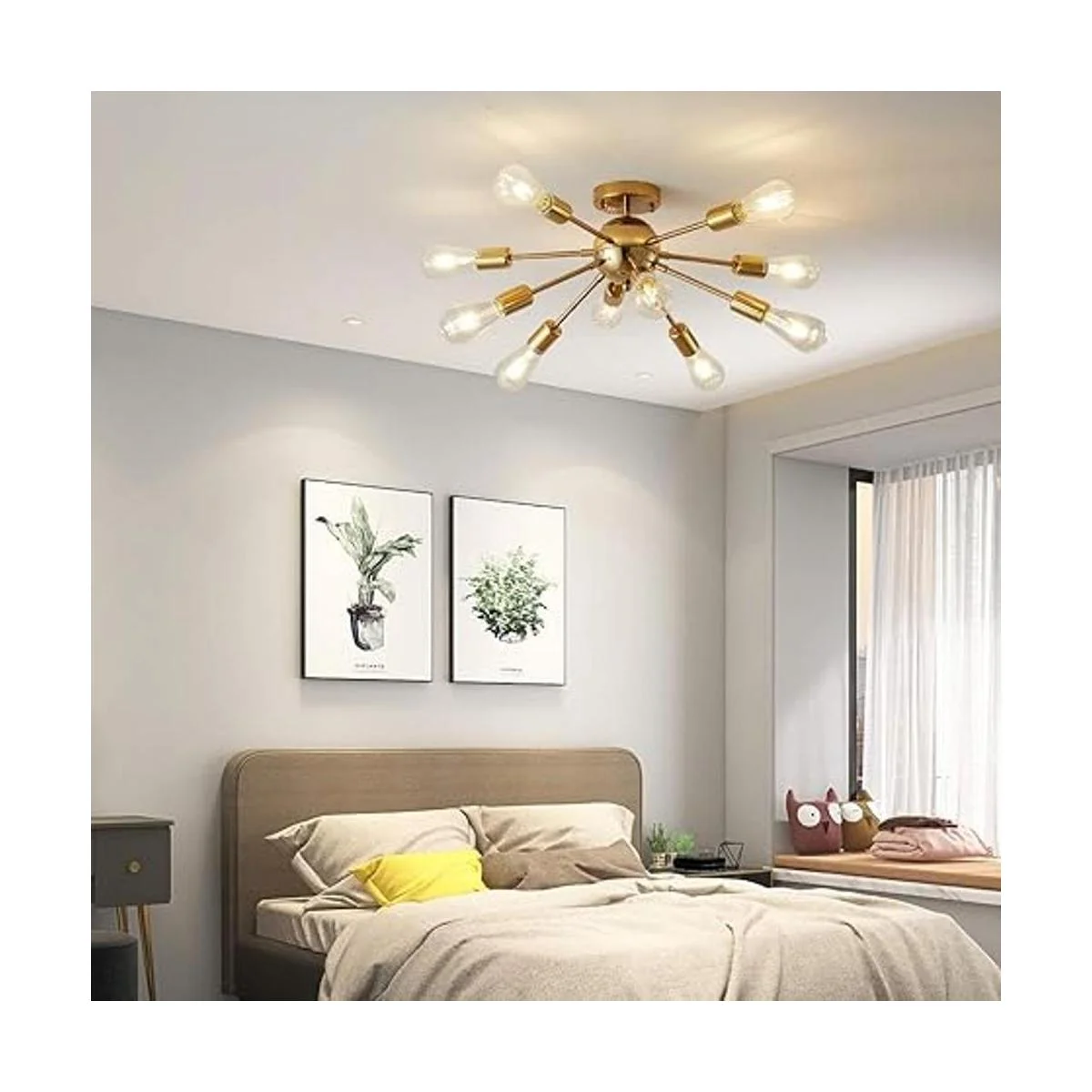 Deyidn Lámparas de araña Sputnik doradas de 10 luces_3