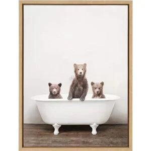 Kate and Laurel Sylvie Lienzo enmarcado con tres osos_1