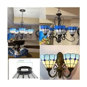 HUIMEIJU Tiffany Juego de 2 lámparas de ventilador de_6