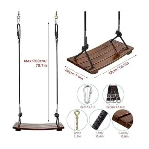 Columpio de árbol columpio de madera Pellor para niños y_4