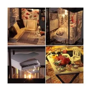 Kisoy Kit de casa de muñecas en miniatura con accesorios_3