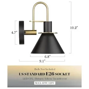 Lámpara de pared industrial de HWH de 1 luz para_4