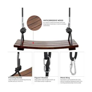 Columpio de árbol columpio de madera Pellor para niños y_3