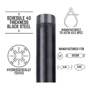 Pipe Décor Tubería de acero de 2.0 in x 23.6 in_6