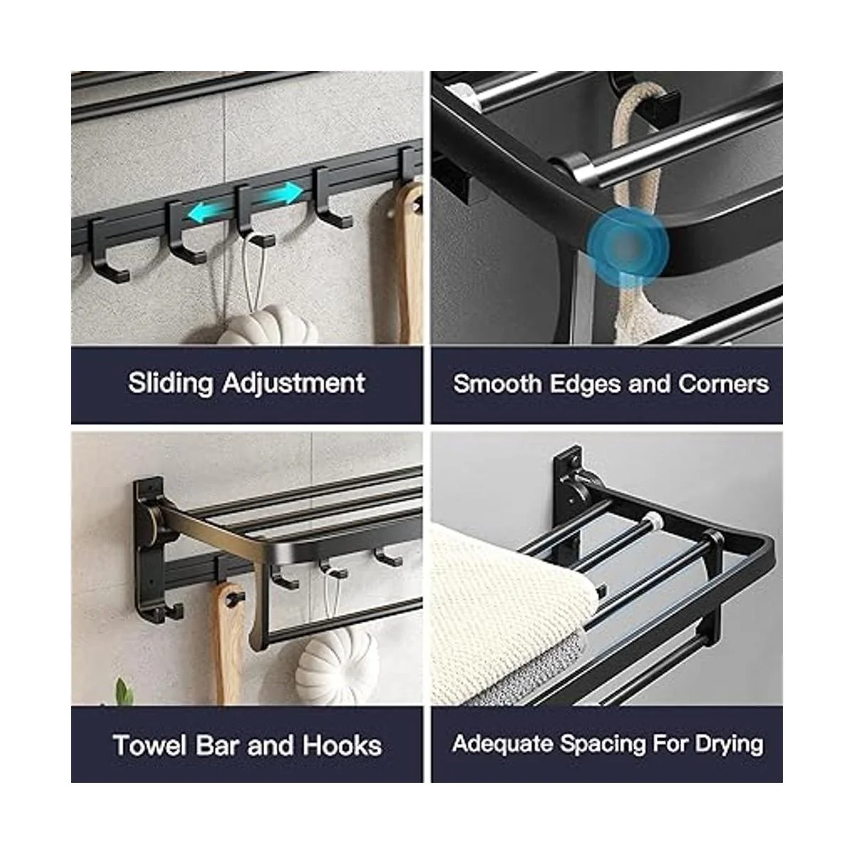 Toallero de 24 pulgadas con soporte para toallero estante_4