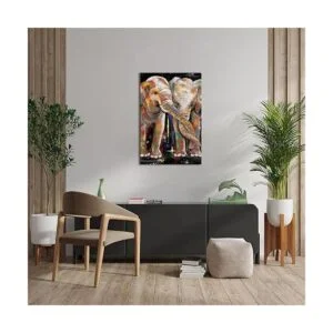 Lienzo de pintura de elefante arte de pared colorido con_3