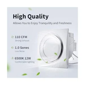 Extractor para baño con luz LED ventilador cuadrado_3