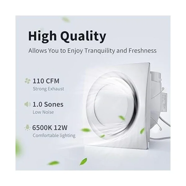 Extractor para baño con luz LED ventilador cuadrado_3