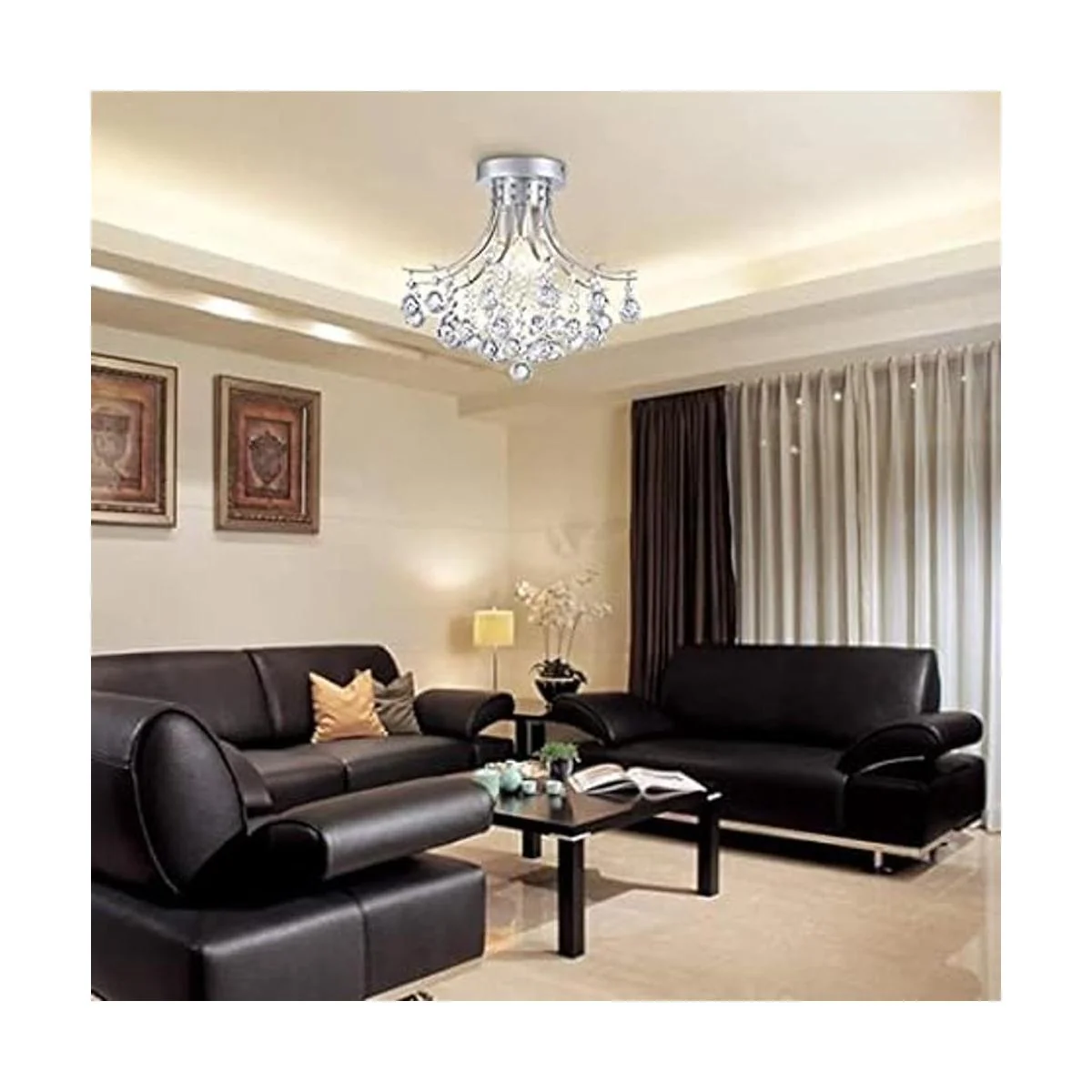 Bestier Lámpara de techo moderna de cristal plateado_7