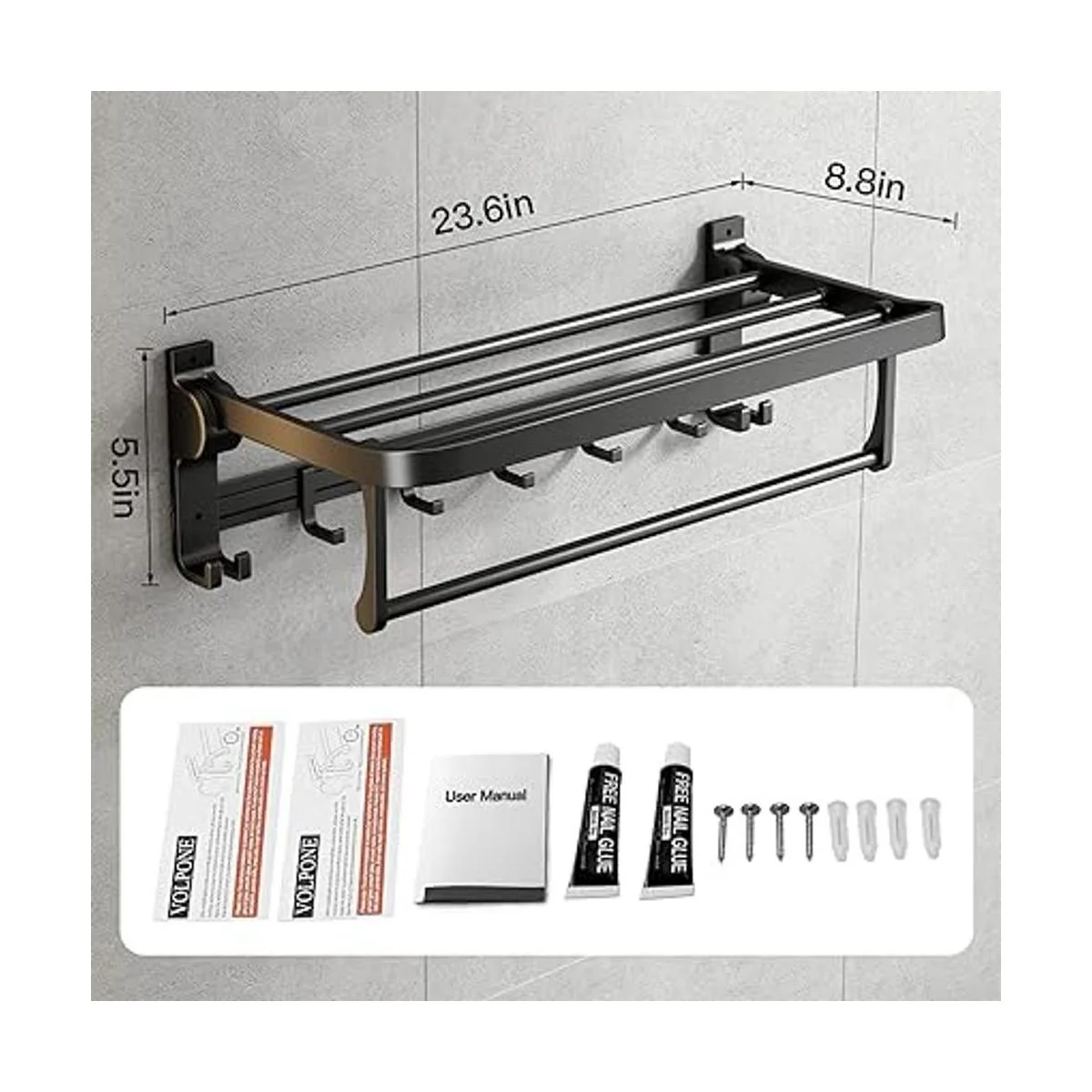 Toallero de 24 pulgadas con soporte para toallero estante_6