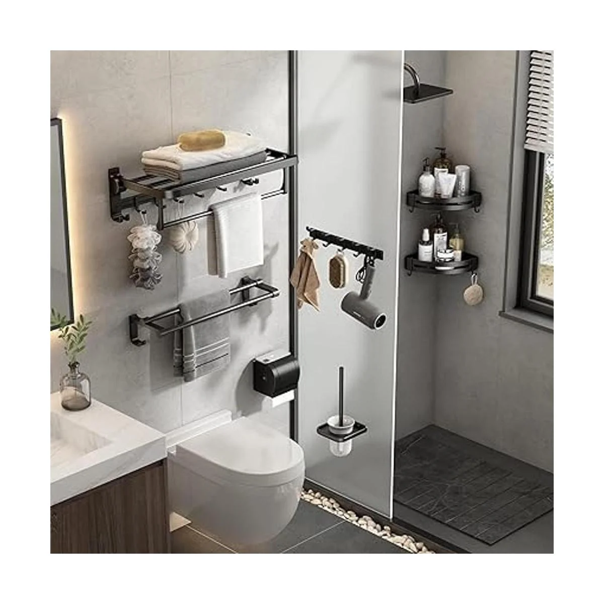 Toallero de 24 pulgadas con soporte para toallero estante_2