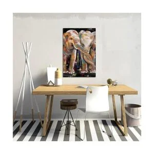 Lienzo de pintura de elefante arte de pared colorido con_4