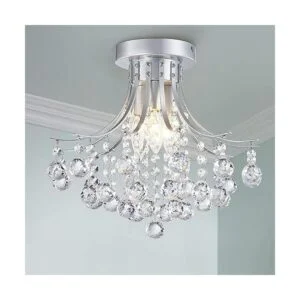 Bestier Lámpara de techo moderna de cristal plateado_4