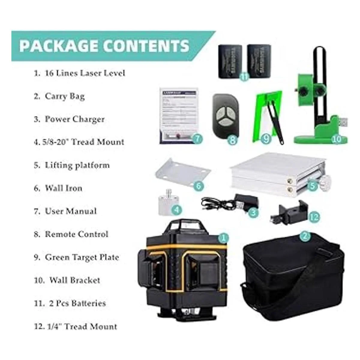 16 líneas 4D nivel láser autonivelante 4x360 línea cruzada_2