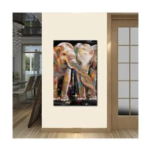 Lienzo de pintura de elefante arte de pared colorido con_5