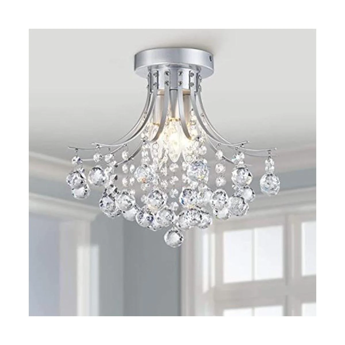 Bestier Lámpara de techo moderna de cristal plateado_1